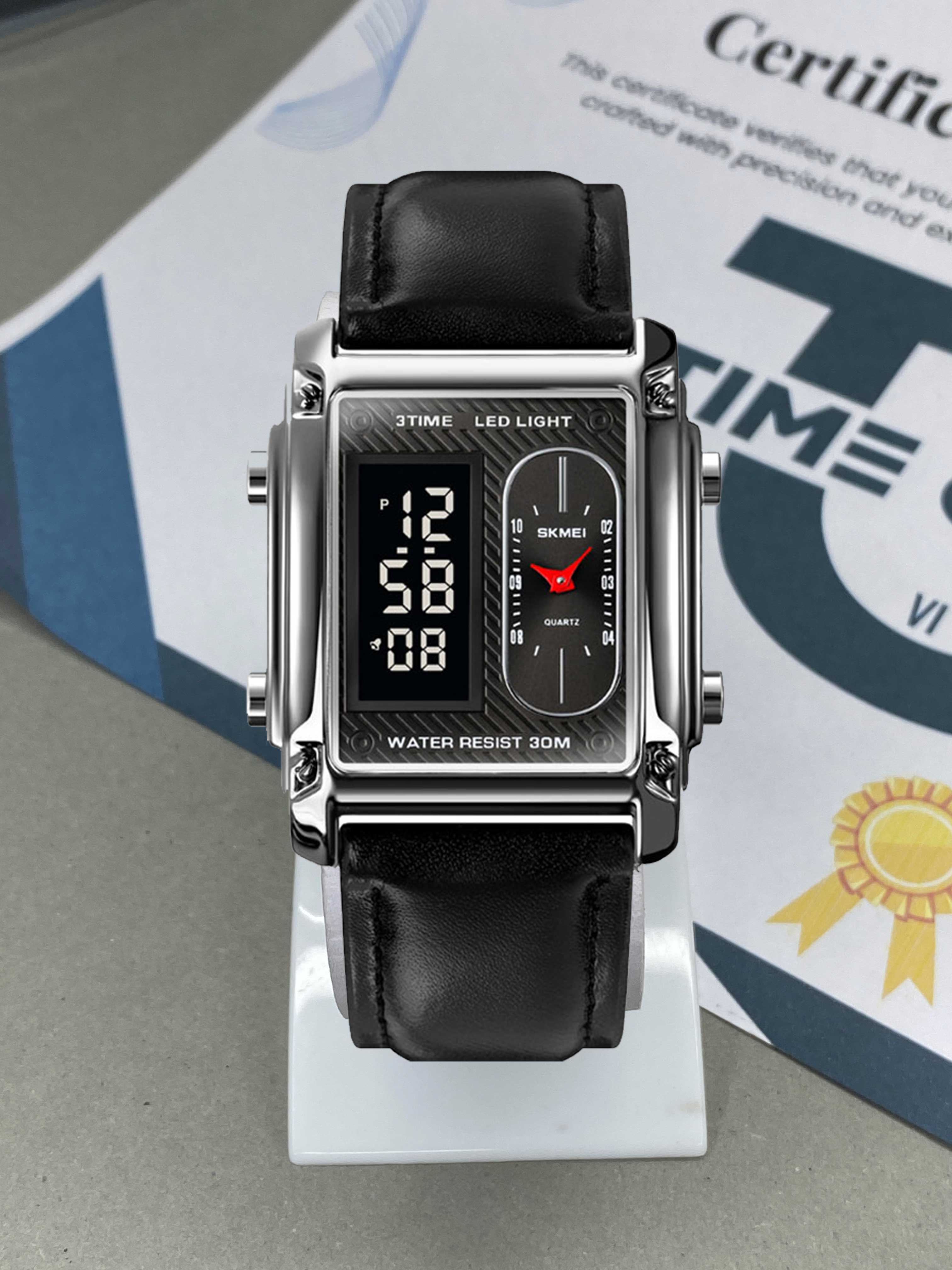 SKMEI 1868 Analog & Digital Leather Straps Watch