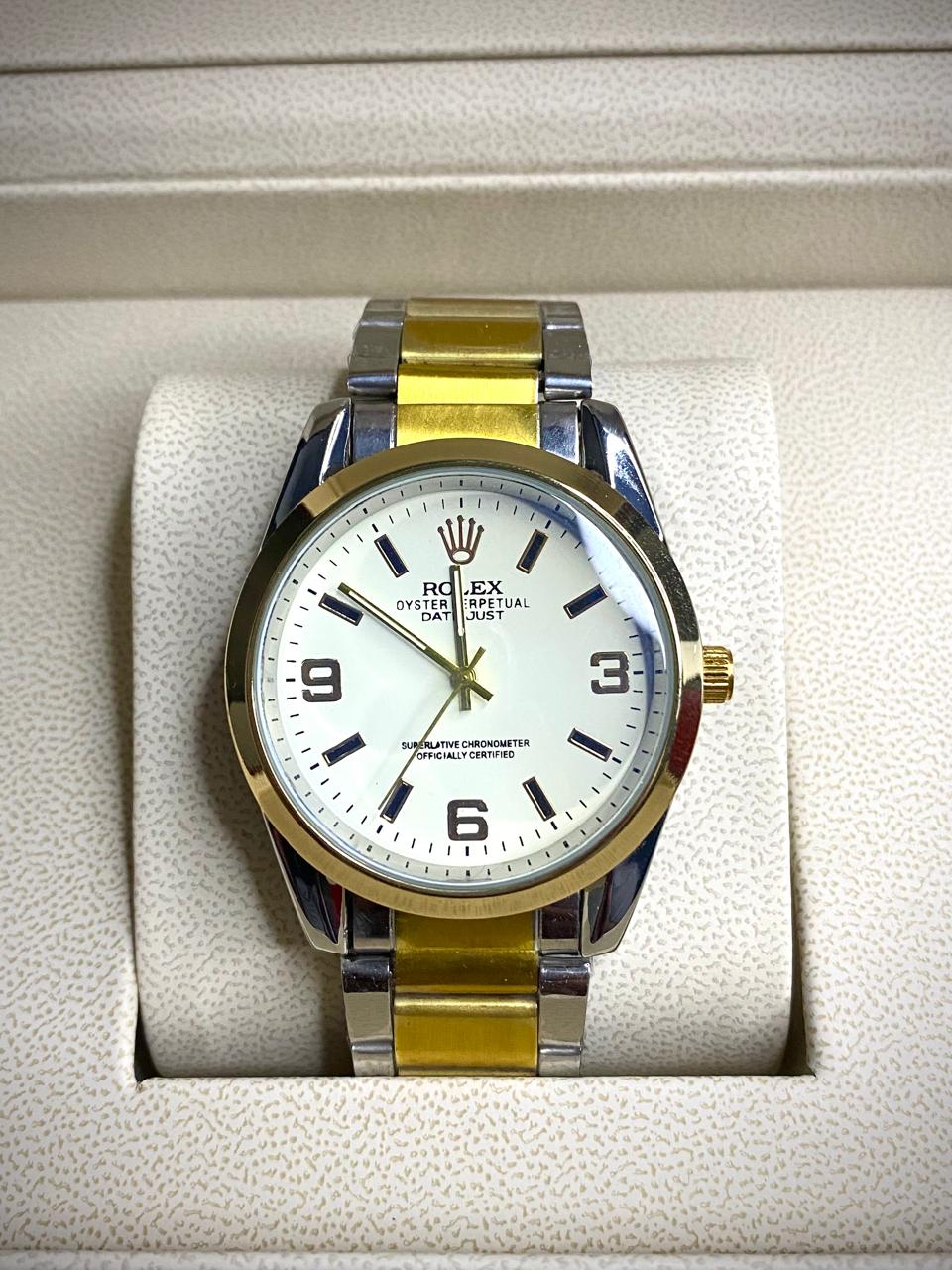 Rolex Style Men's Two-Tone Watch – Classic Silver & Gold Design