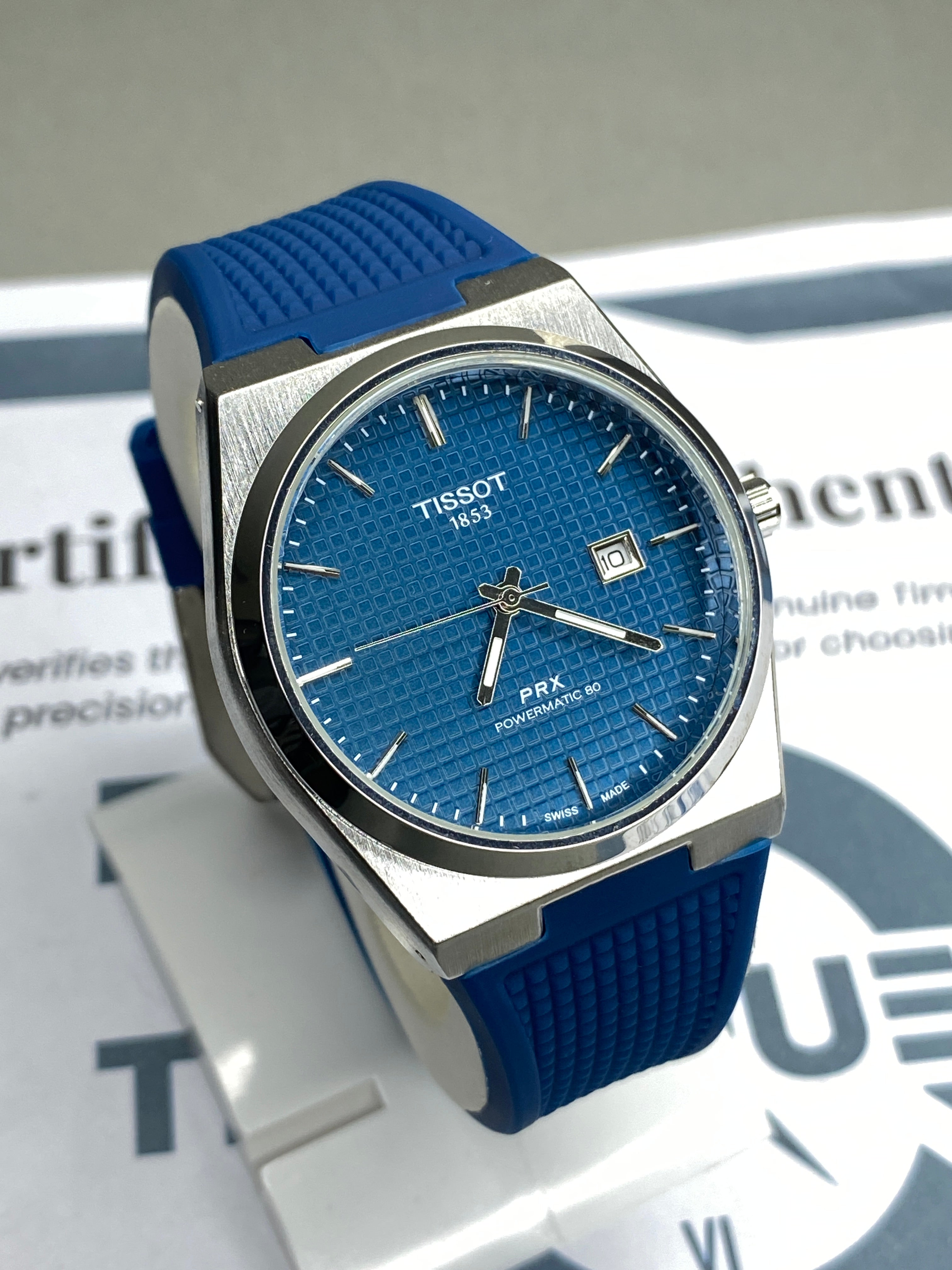 Tis-1853 PRX Luxury Stainless Steel & Silicone Straps Watch For Men