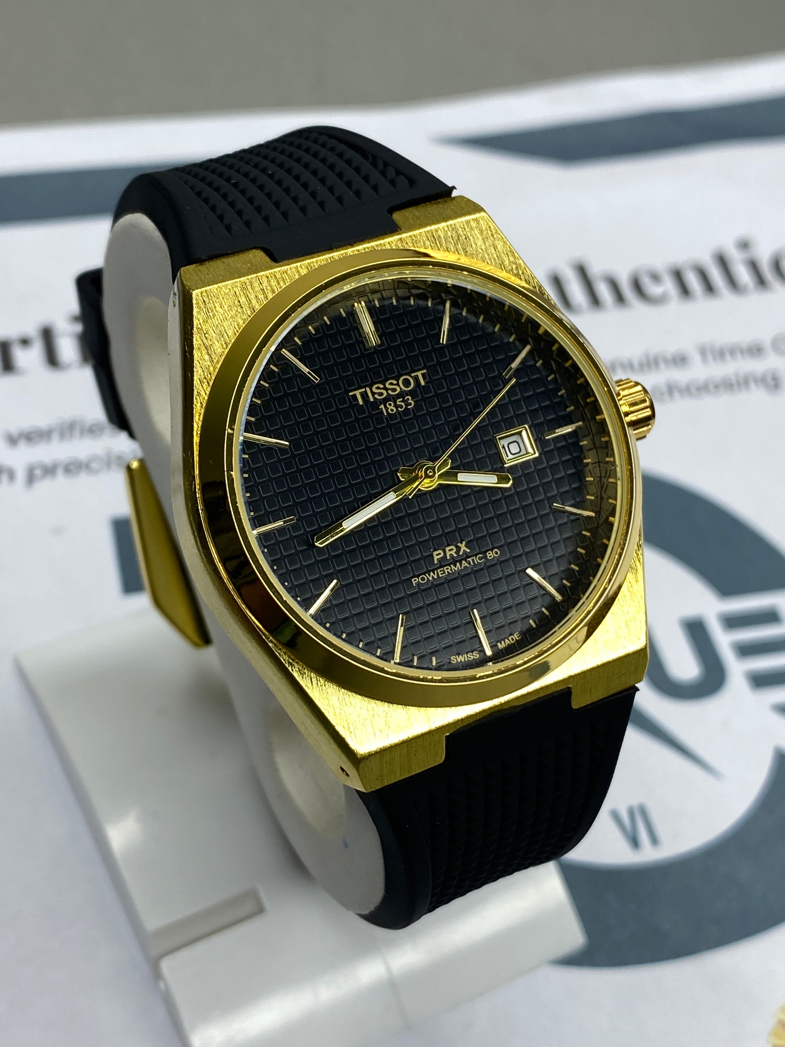 Tis-1853 PRX Luxury Stainless Steel & Silicone Straps Watch For Men