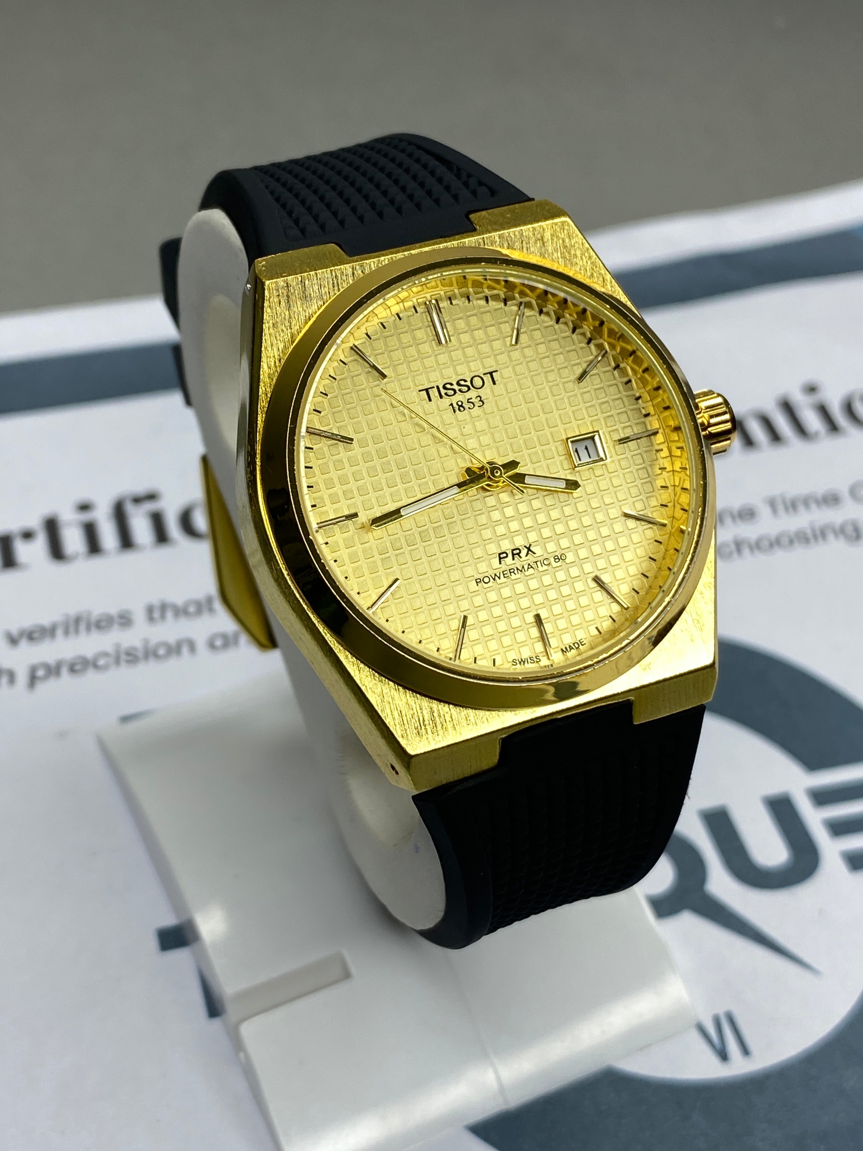Tis-1853 PRX Luxury Stainless Steel & Silicone Straps Watch For Men