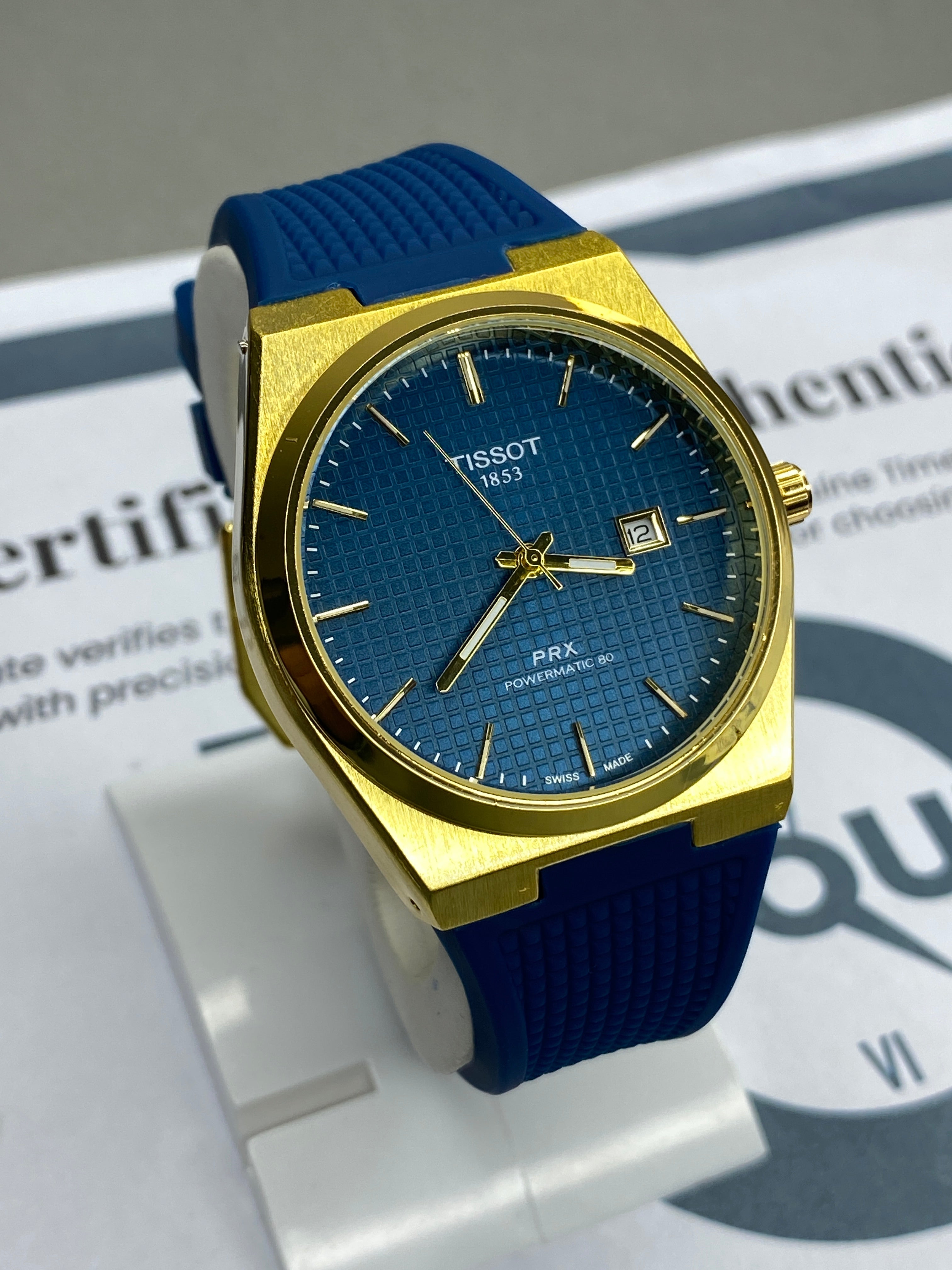 Tis-1853 PRX Luxury Stainless Steel & Silicone Straps Watch For Men