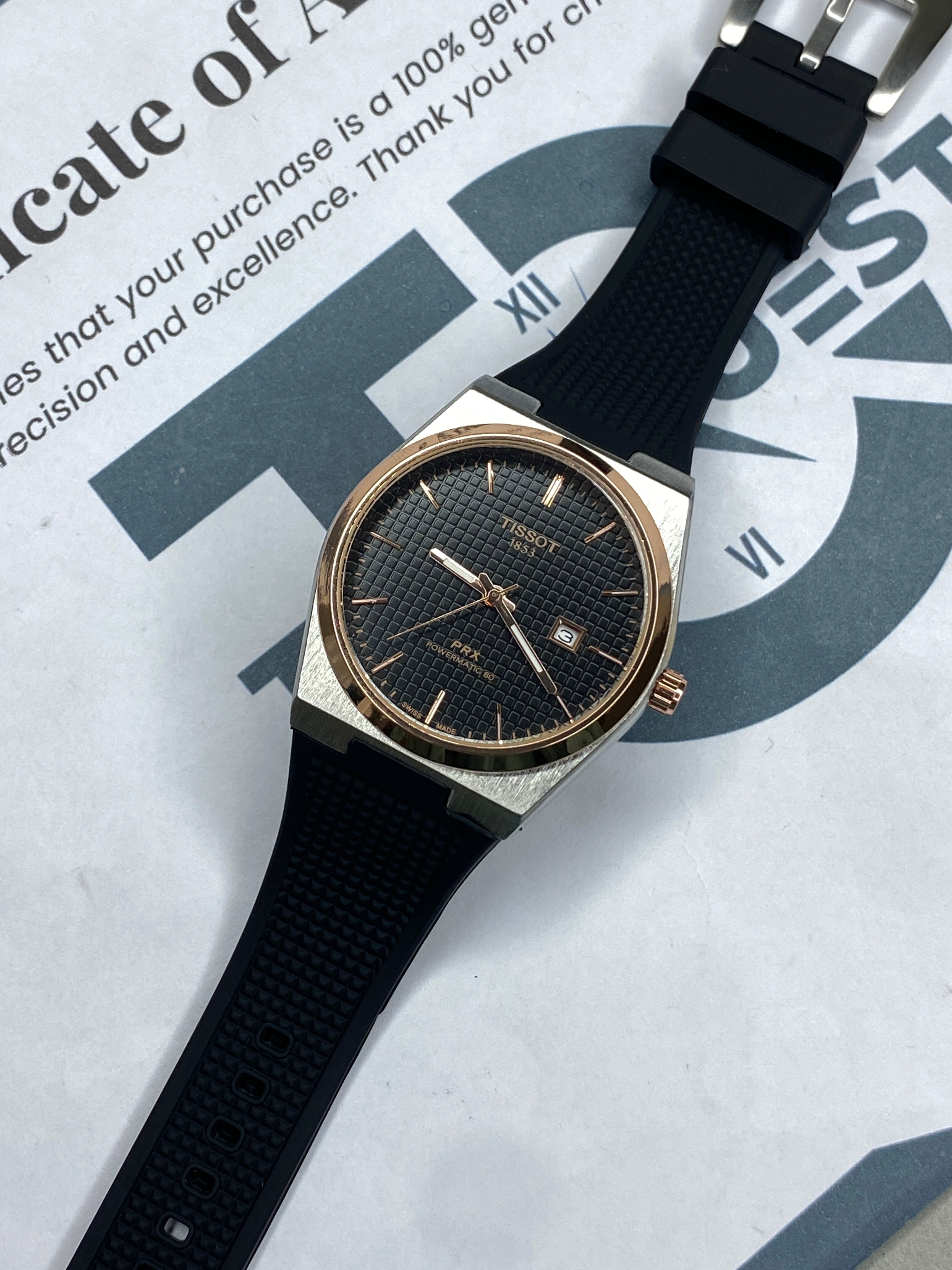 Tis-1853 PRX Luxury Stainless Steel & Silicone Straps Watch For Men