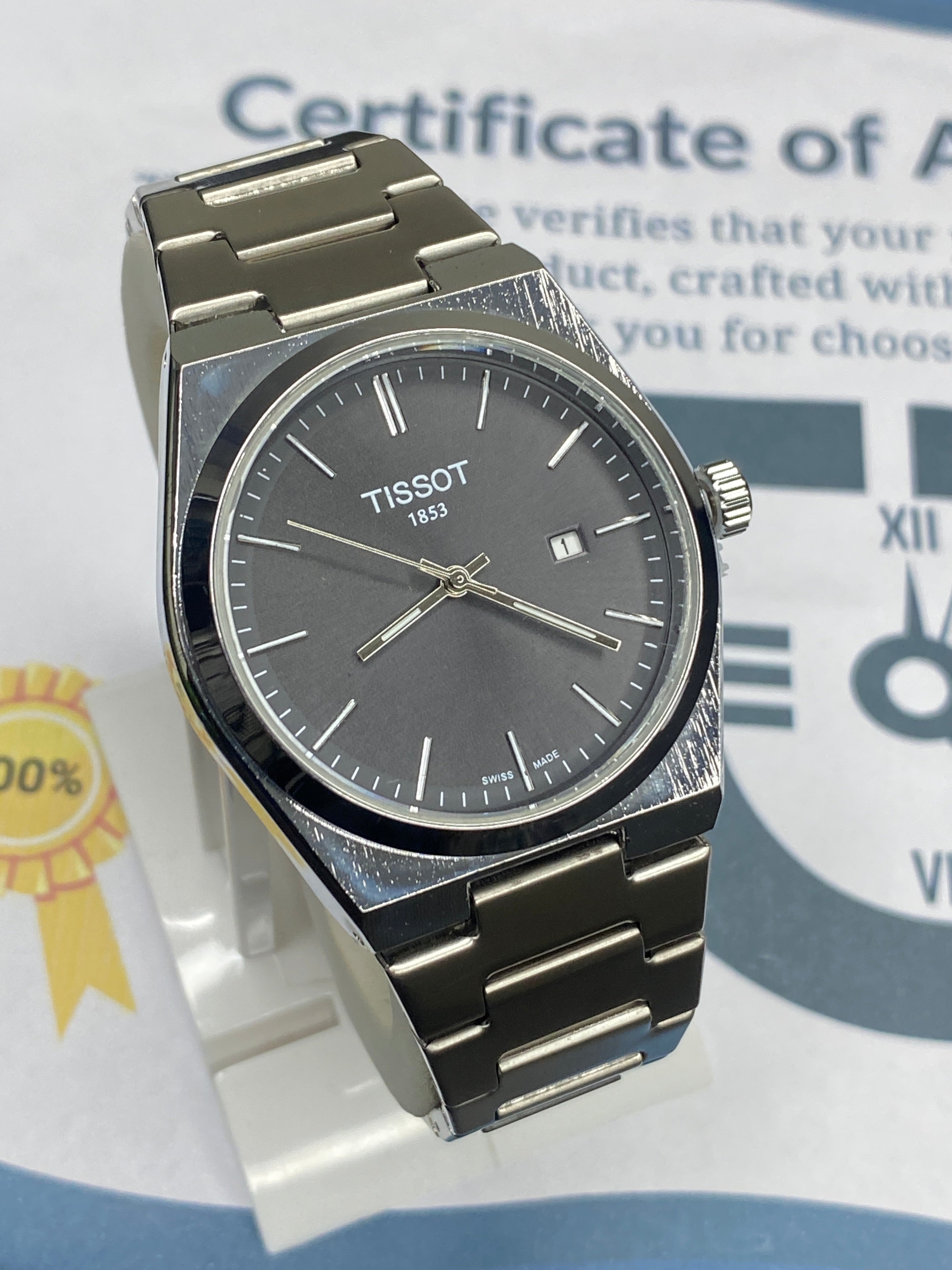TIS-1853 PRX Swiss Made Date Display Watch with Stainless Steel Strap