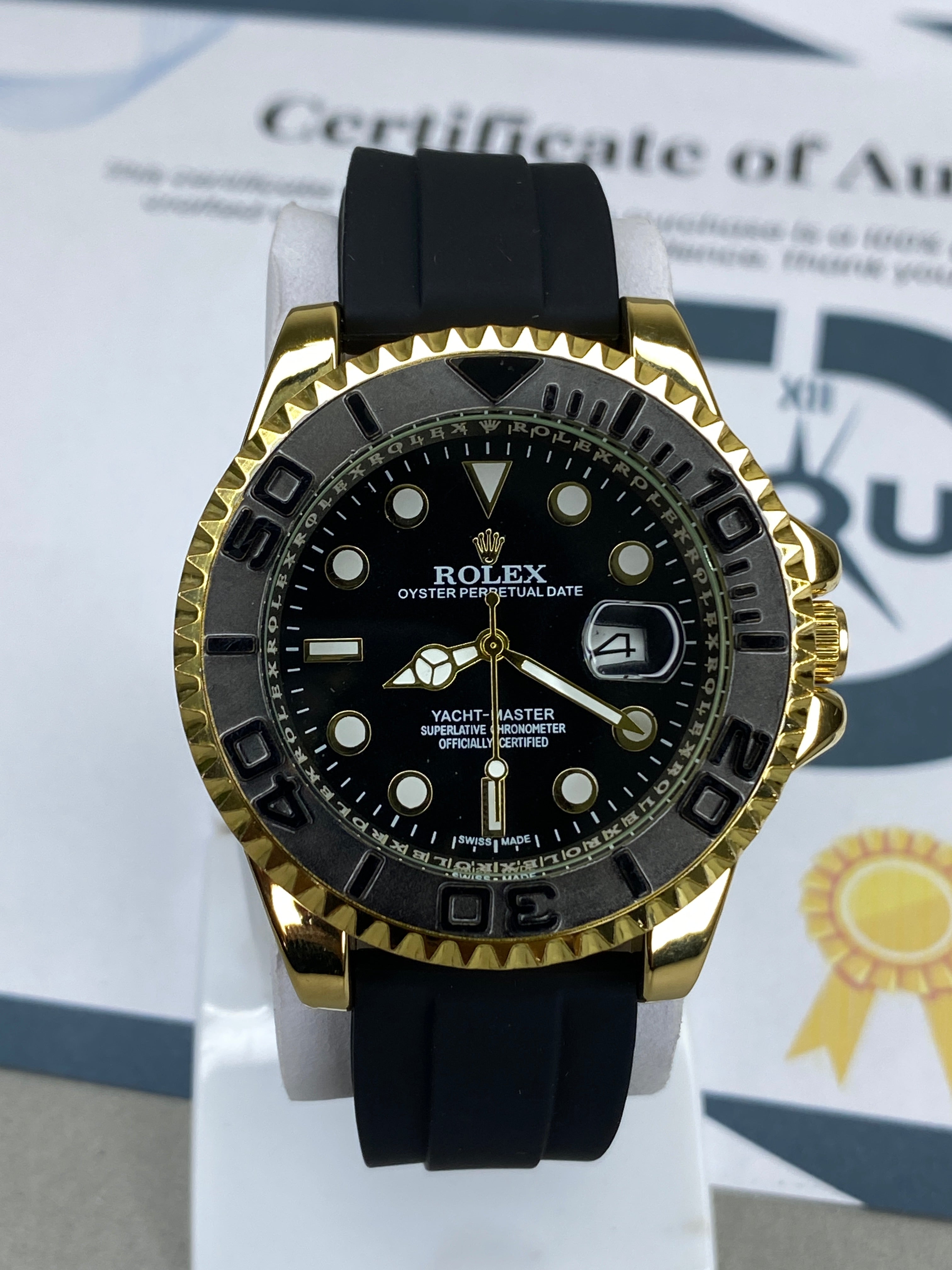 Luxury Yacht Master Oyster Rubber Straps Watch With Master Lock