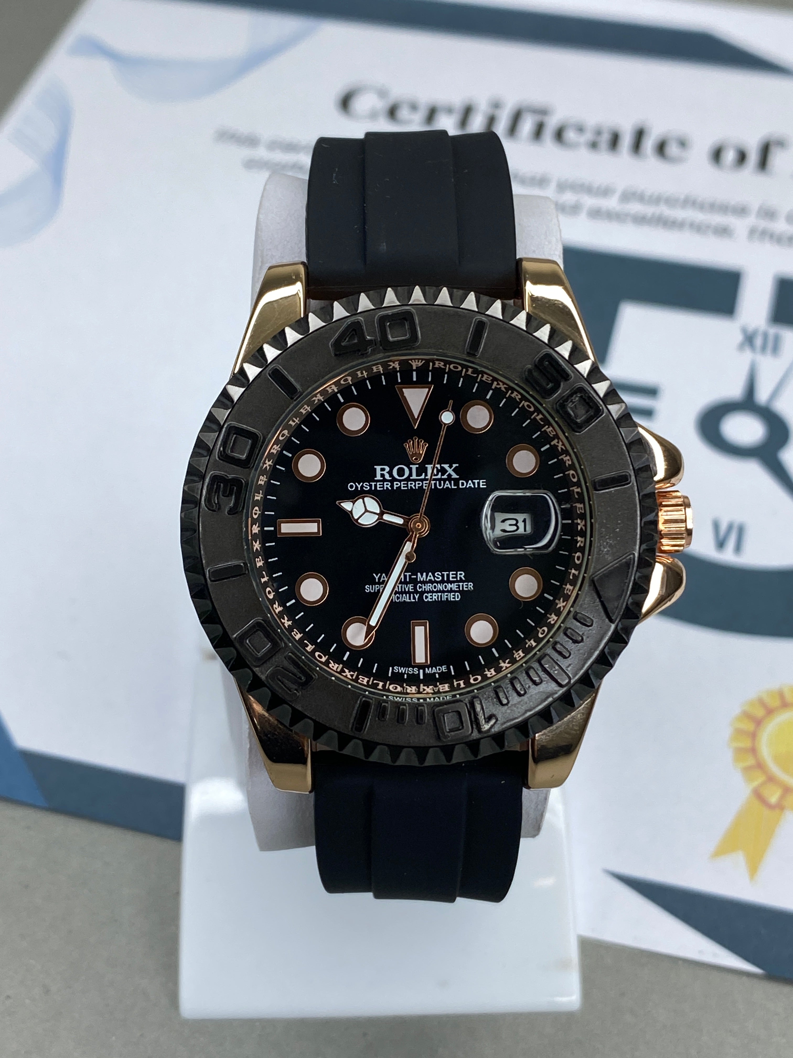 Luxury Yacht Master Oyster Rubber Straps Watch With Master Lock