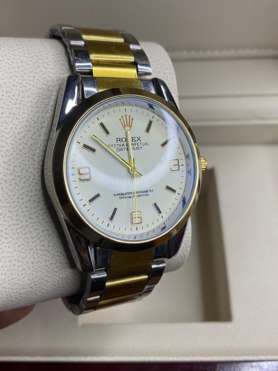 Rolex Style Men's Two-Tone Watch – Classic Silver & Gold Design