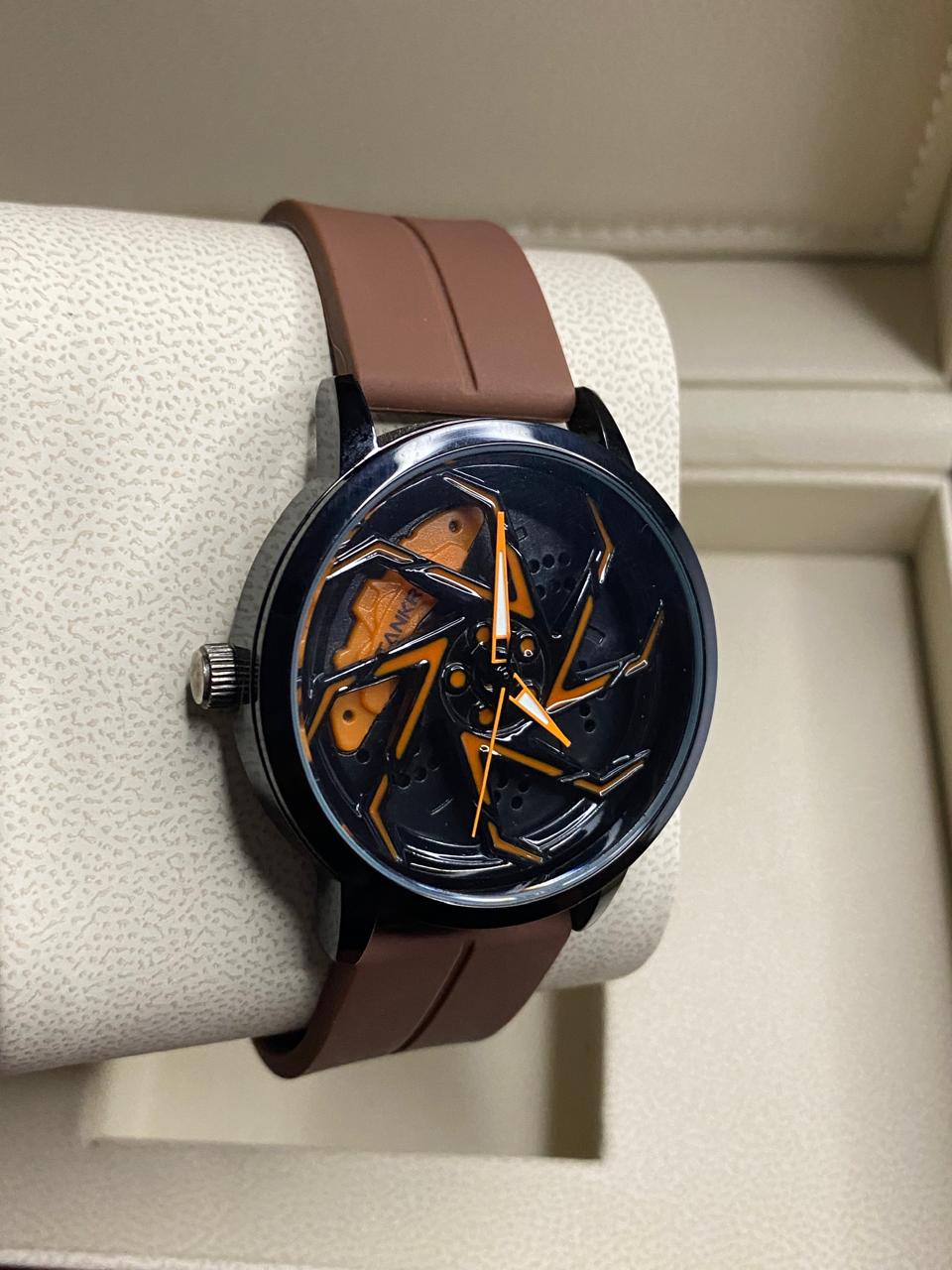 Men’s Sport Skeleton Dial Watch – Dual Color Silicone Strap (Black & Brown)