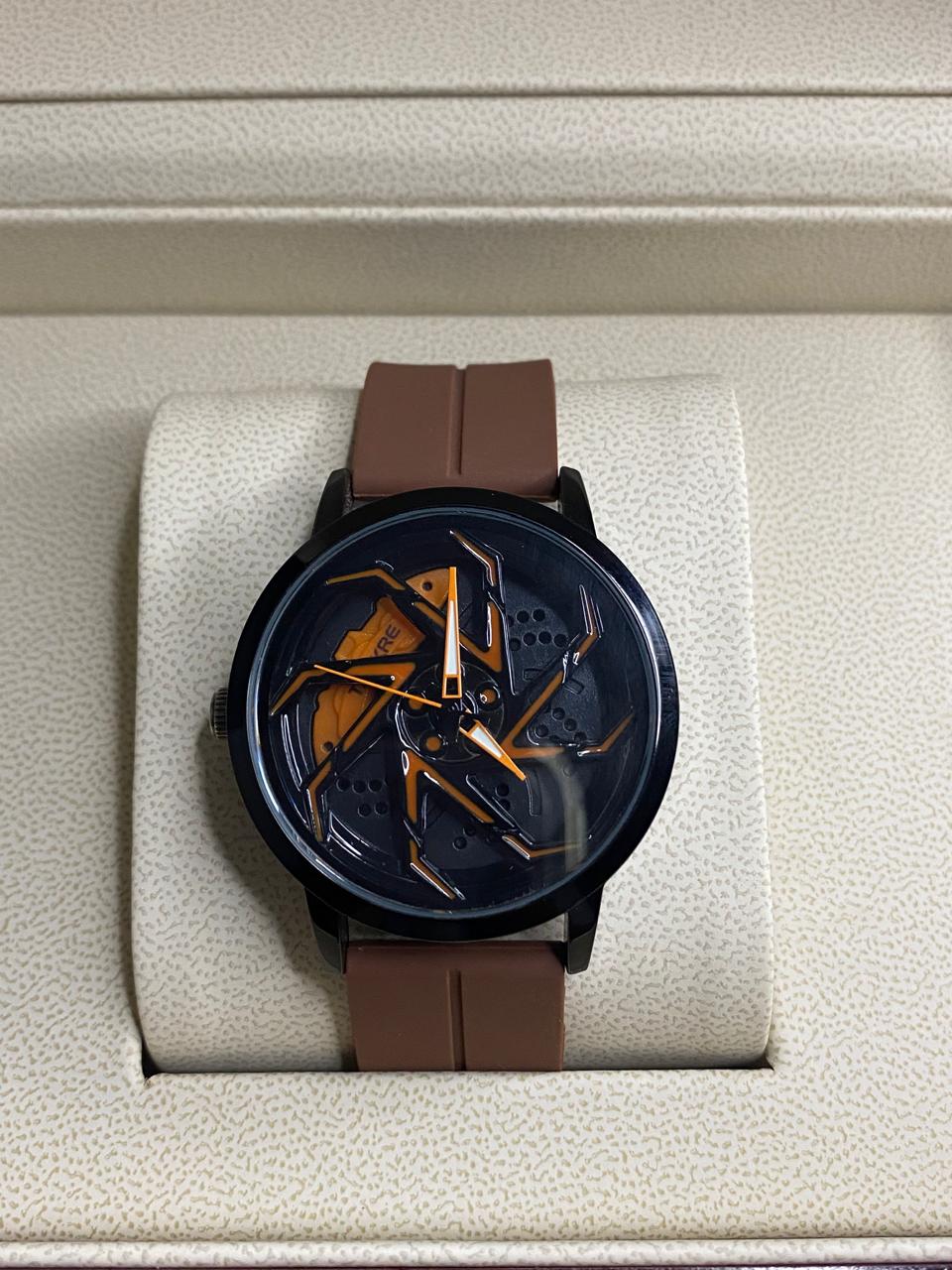 Men’s Sport Skeleton Dial Watch – Dual Color Silicone Strap (Black & Brown)